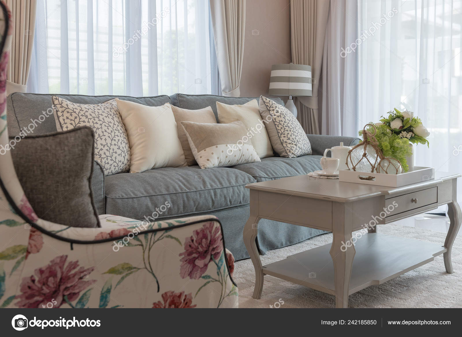 Classic Living Room Style Elegance Sofa Set Pillows Interior