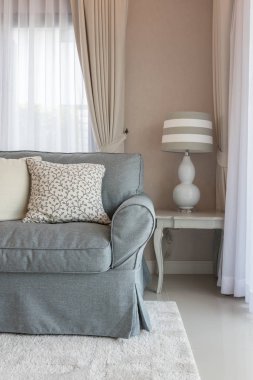 klasik salon stil zarif kanepe ve yastıklar, iç tasarım dekorasyon konsepti dizi