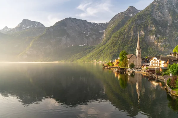 Hallstatt falu Hallstatter-tó — Stock Fotó