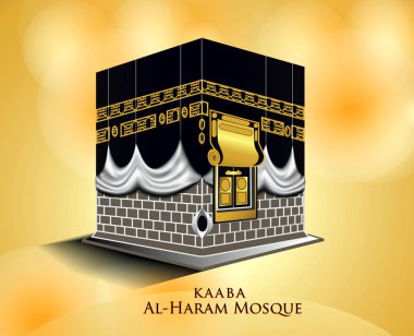 Kâbe Camii beyaz izole. (kutsal Mekke) Müslüman, bina Hac, Bayramı, Kurban Bayramı, kareem. kartı, yazdırma malzeme, Hediyelik, afiş etiket ve diğer için uygundur. değişiklik yapmak kolay