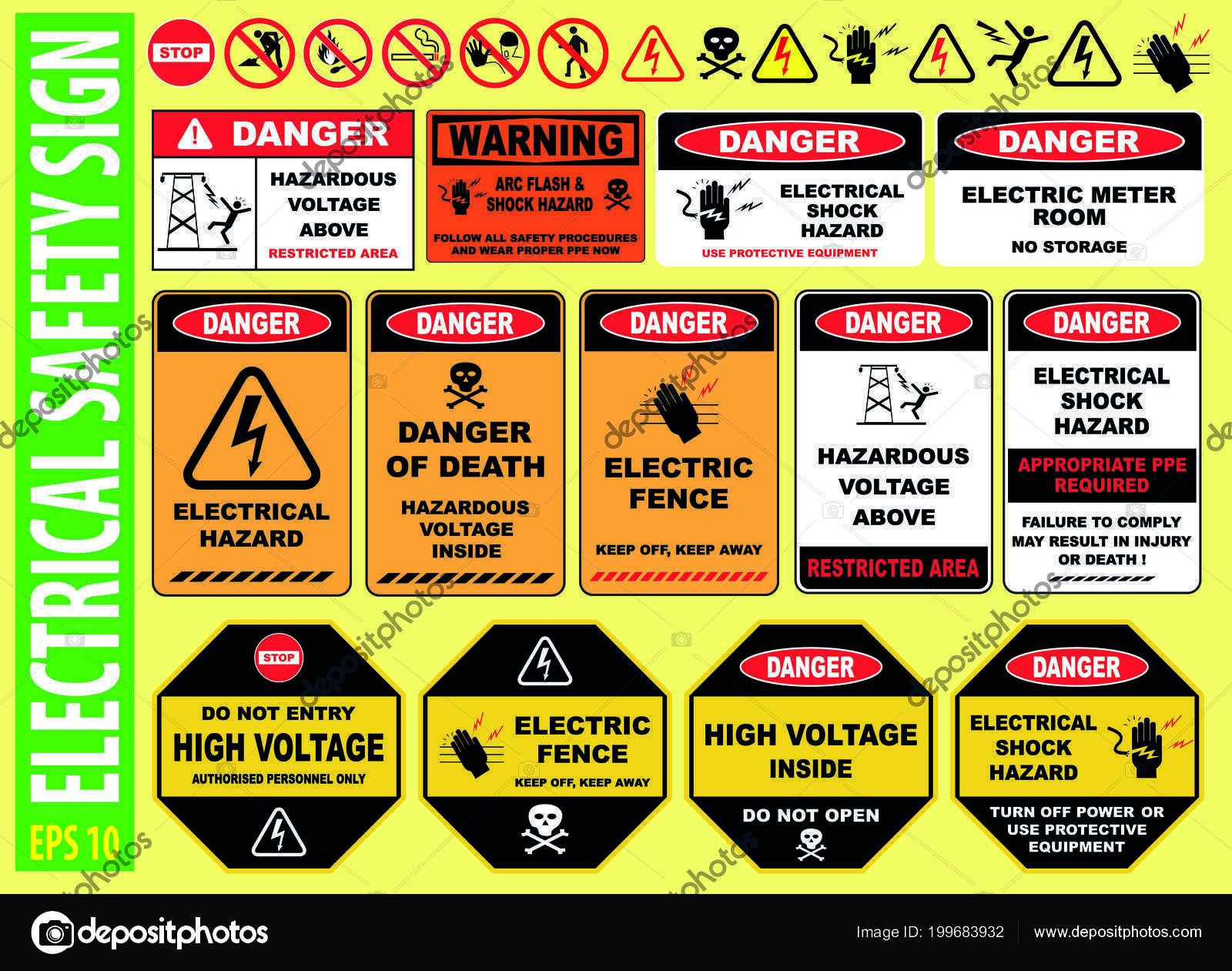 Mains voltage electricity Safety sign 