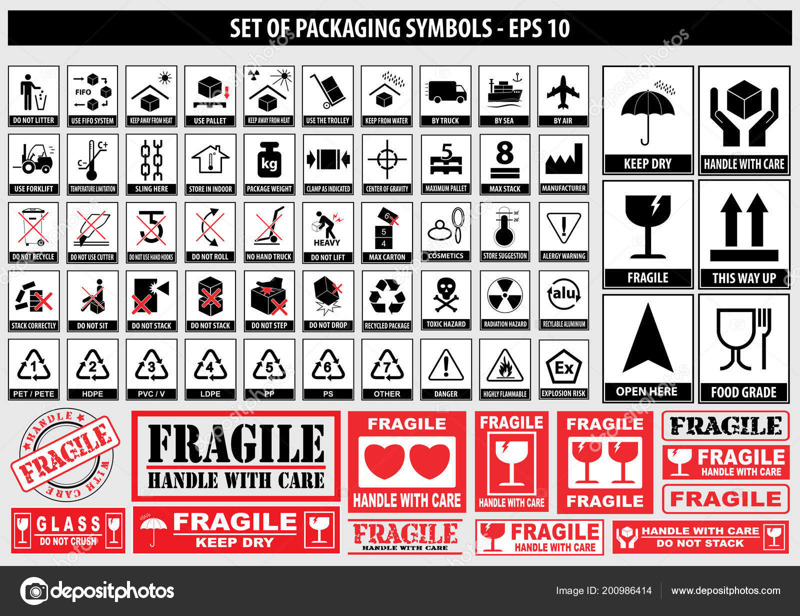 T me drop glass. Set of Packaging symbols. Комплект наклеек в упаковке. Осторожно хрупкое наклейка. Символ хрупкое.