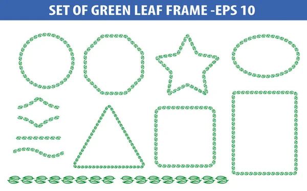 Набор Зеленый Лист Рамки Легко Модифицировать — стоковый вектор