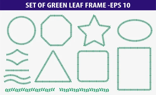 Набор Зеленый Лист Рамки Легко Модифицировать — стоковый вектор
