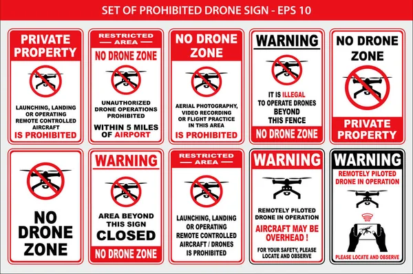 Conjunto Señal Dron Prohibido Fácil Modificar — Archivo Imágenes Vectoriales