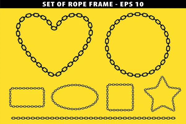 Conjunto Marco Cuerda Sin Costura Con Varias Formas Fácil Modificar — Archivo Imágenes Vectoriales