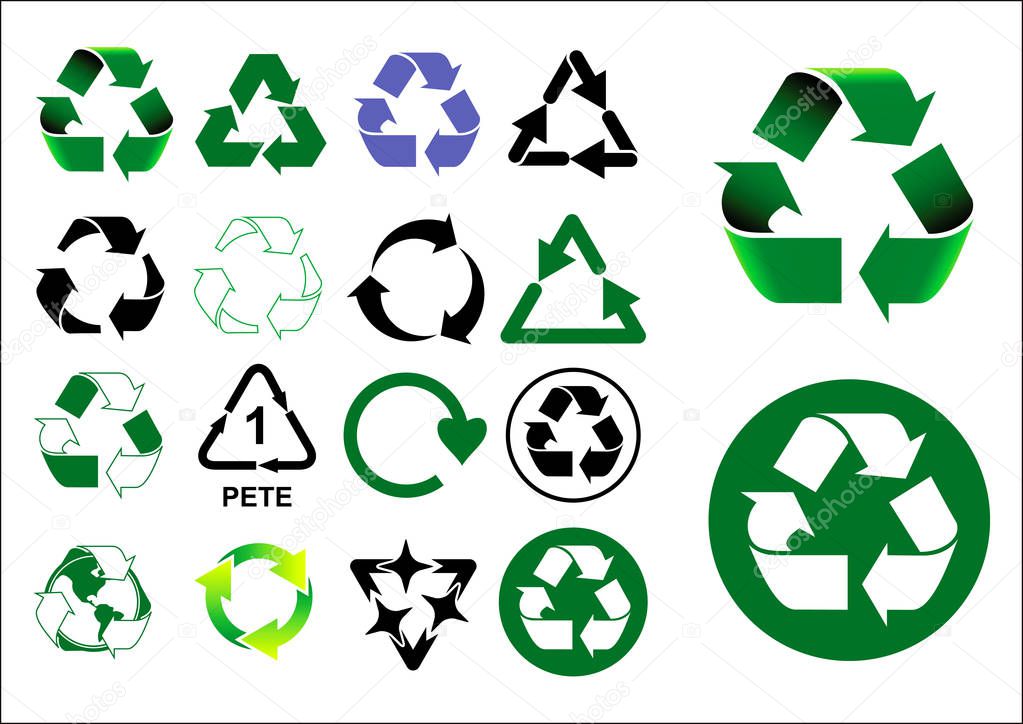 Set of reduce reuse recycle element concept. easy to modify