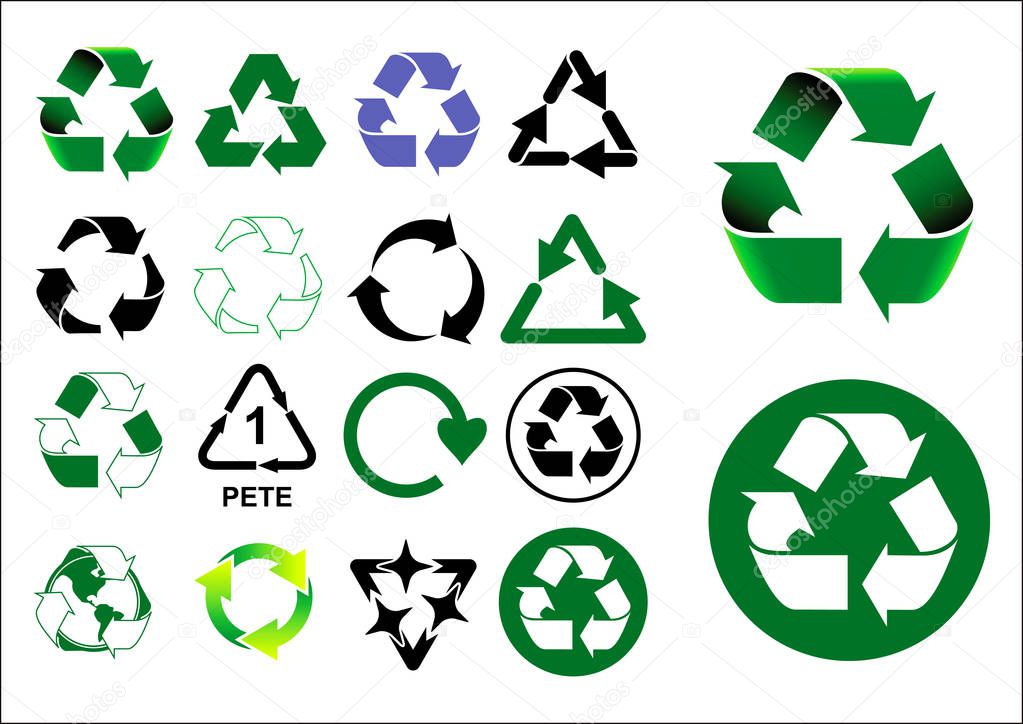 set of reduce reuse recycle element concept. easy to modify