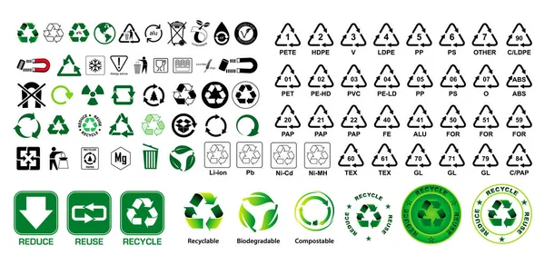Recyceln Biologisch Abbaubar Und Kompostierbar Konzept Oder Reduzieren Recycling Konzept — Stockvektor