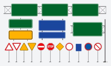 Yol işaretleri izole kümesi. değişiklik yapmak kolay
