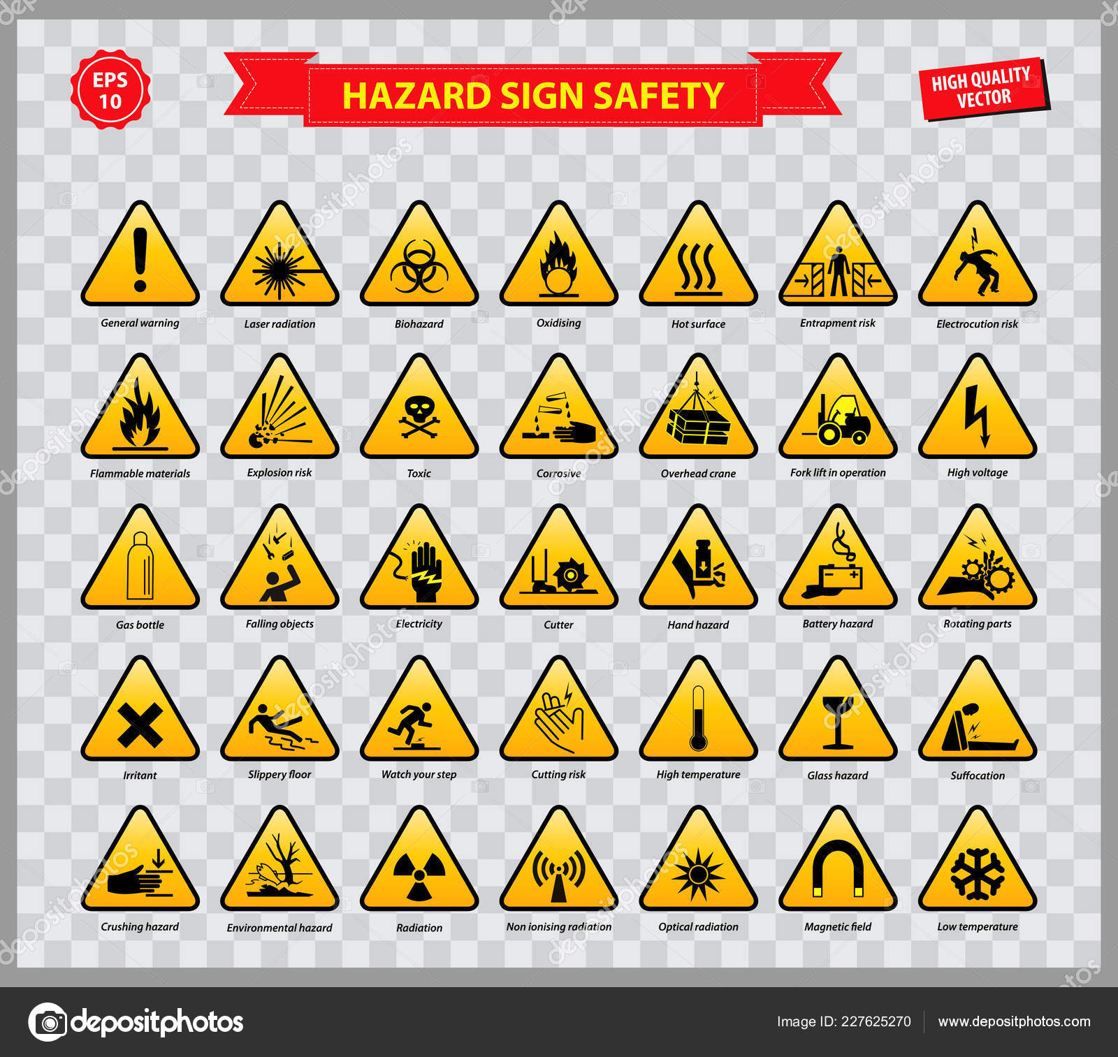 Set sign biohazard toxicity dangerous yellow signs