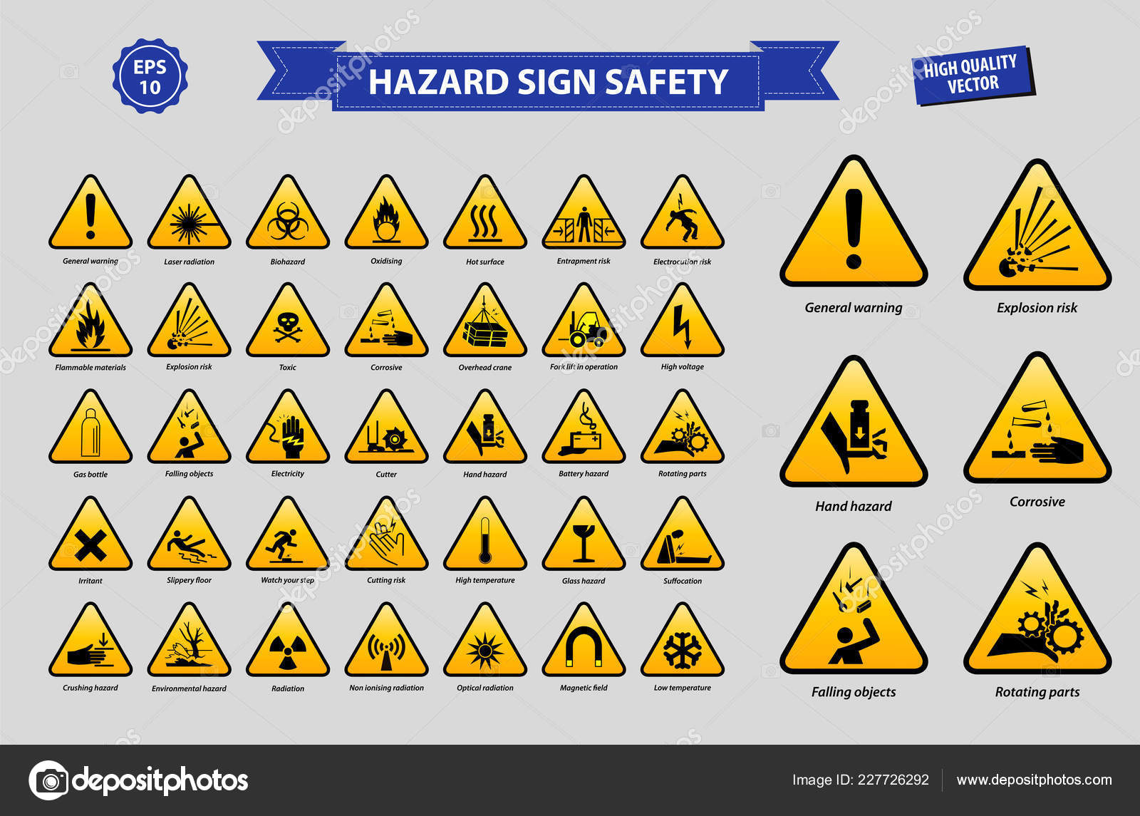 Set sign biohazard toxicity dangerous yellow signs