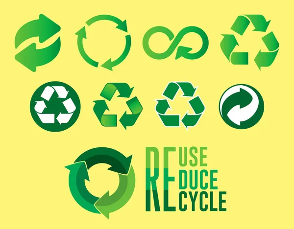 Reduziertes Recycling-Konzept mit zwei Designs. — Stockvektor