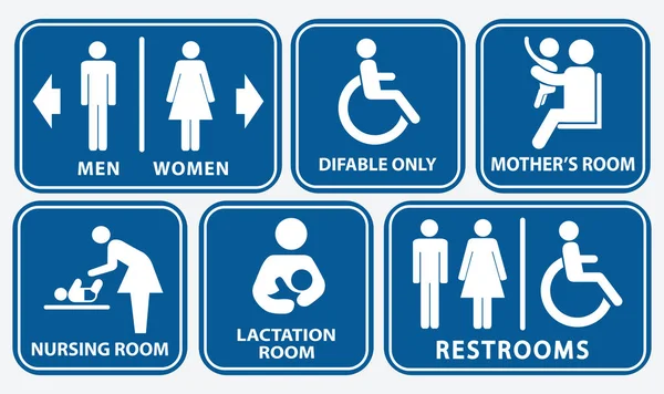 Set Restroom Nursing Room Lactation Room Placard Sign Easy Modify — Stock Vector