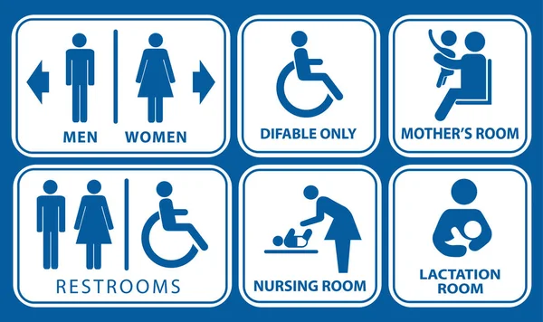 Set Restroom Nursing Room Lactation Room Placard Sign Easy Modify — Stock Vector