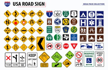 set of USA street sign. easy to modify clipart
