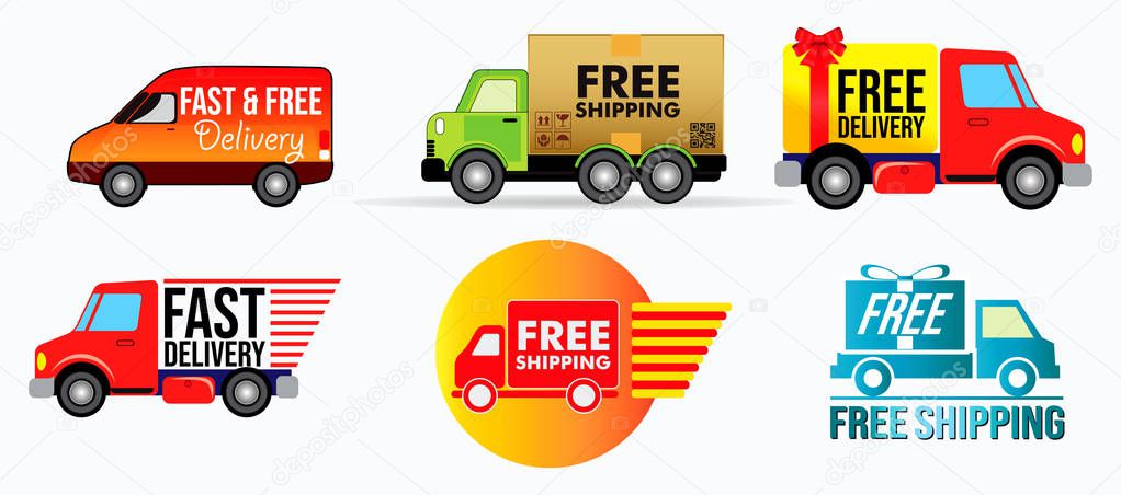 set of vehicle free shipping or free delivery in e-commerce business. easy to modify