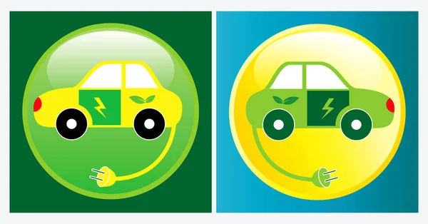 电动车或电动汽车与绿色能源的概念 以节省能源 易于修改 — 图库矢量图片