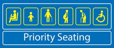 etiket veya etiket, kitle hızlı taşıma veya diğer toplu ulaşım için oturma öncelik kümesi. basit-e doğru mod