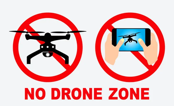 Conjunto Nenhum Sinal Zona Drone Fácil Modificar — Vetor de Stock