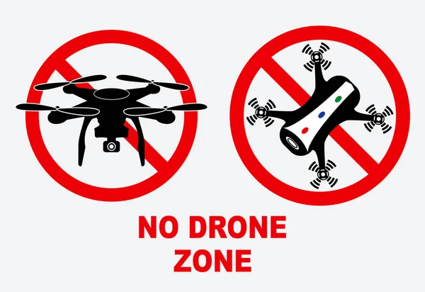 Conjunto de nenhum sinal de zona de drone . — Vetor de Stock