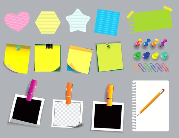 Note collante colorée ou papier déchiré. utilisation à l'école, au travail ou au bureau — Image vectorielle