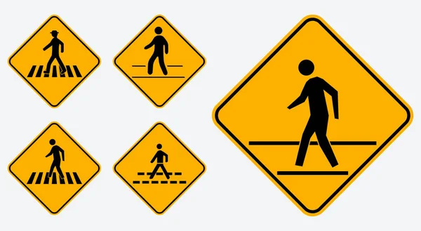 Ensemble de panneaux de signalisation piétonne. facile à modifier — Image vectorielle