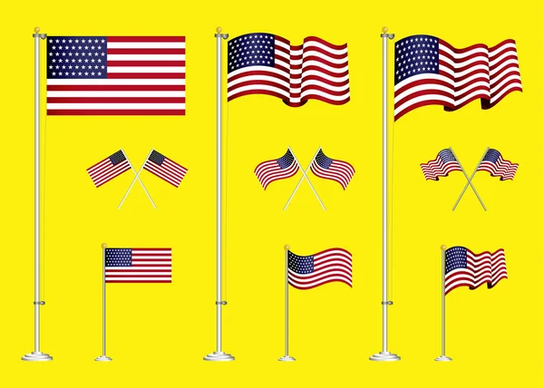 Conjunto de arte clipe bandeira americana. fácil de modificar — Vetor de Stock