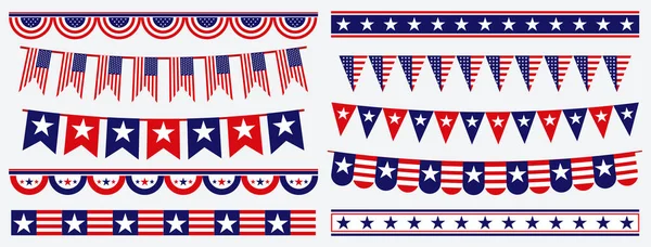 Conjunto de arte clipe decoração bandeira americana . — Vetor de Stock