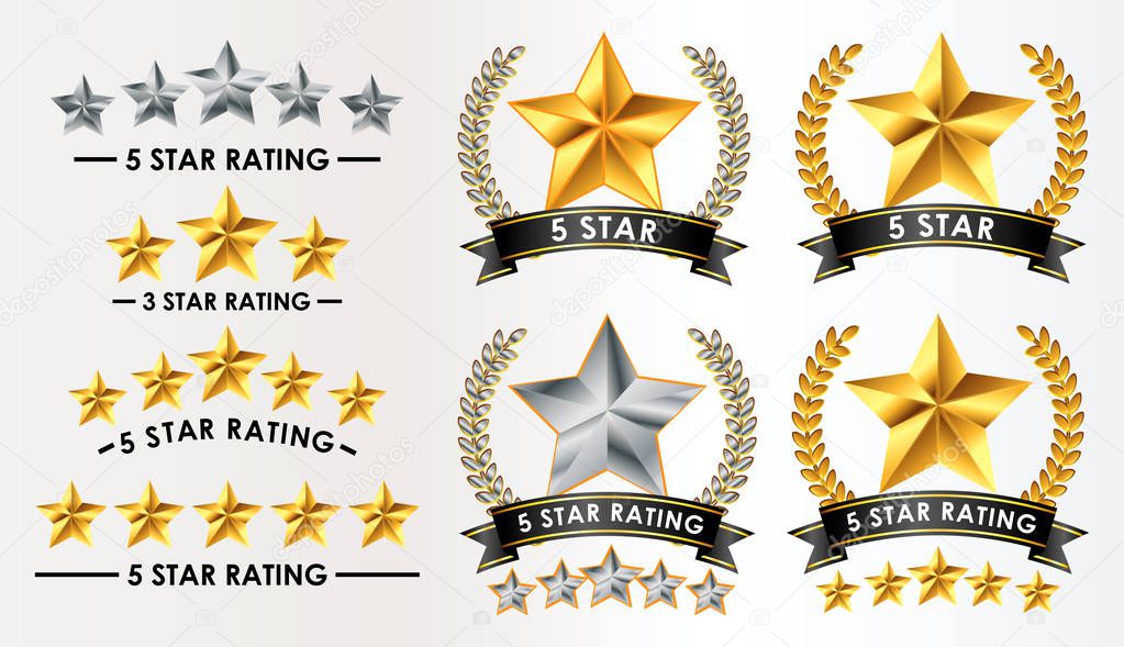 set of customer feedback 5 star rating 