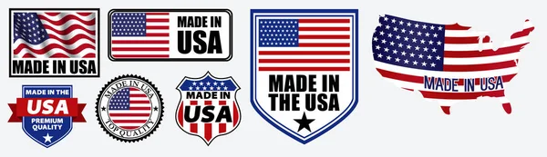 Uppsättning gjorda i USA etikett för detalj handeln produkt eller tyg objekt. — Stock vektor
