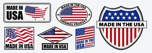 Uppsättning gjorda i USA etikett för detalj handeln produkt eller tyg objekt. — Stock vektor
