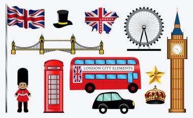 londra şehir öğesi kümesi.  