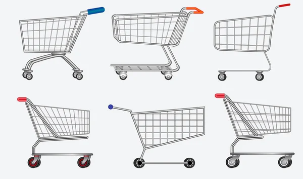 Soubor různých izolovaných nákupních vozíku — Stockový vektor