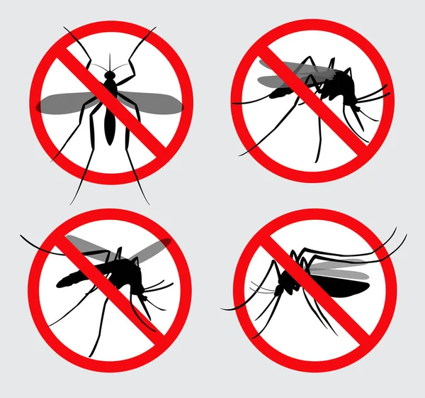 Conjunto de Aedes aegypti o chikungunya prohibidos, o mosquito aislado del zika . — Vector de stock