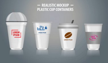 Şeffaf mod - soda, çay, cofee ve diğer soğuk ve sıcak içecekler için, tek kullanımlık bardak net plastik ile, gerçekçi fincan kapları kadar sahte set. 