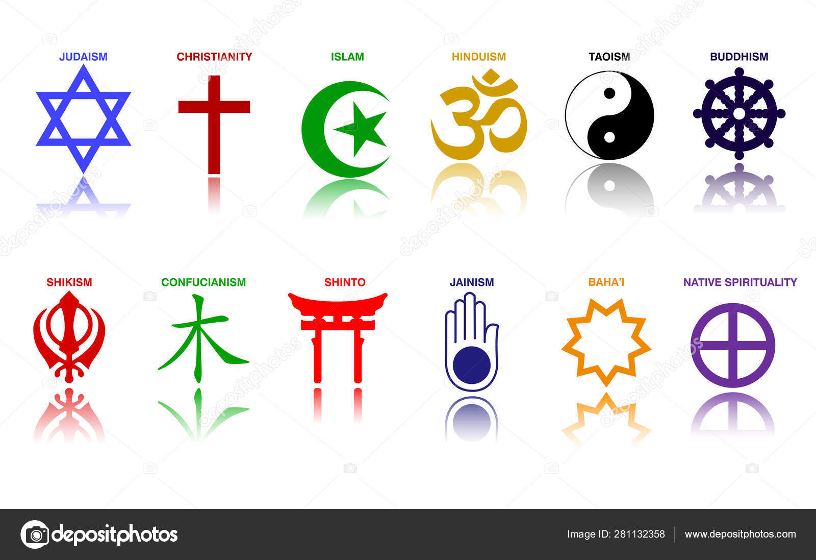 Nine Symbols Of World Religions And Major Religious Groups Stock Vector ...