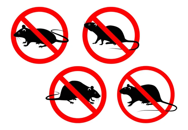 Conjunto de ratón prohibido en el concepto de control de plagas . — Archivo Imágenes Vectoriales