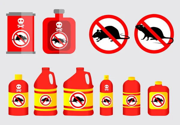 Set of prohibited mouse in mouse poison concept. — Stock Vector