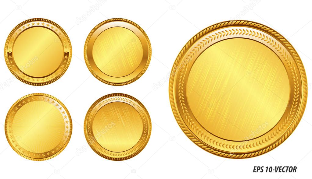 set of realistic gold coin.  