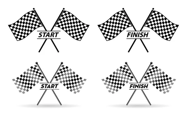 Set of racing flag, finish and start line concept. — Stock Vector