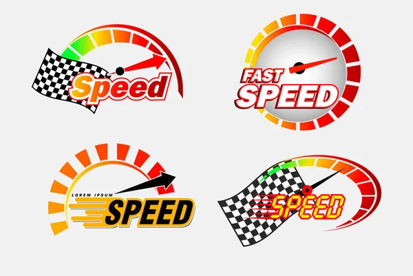 Набор логотипа скорости или спидометра или концепция логотипа гонки скорости . — стоковый вектор