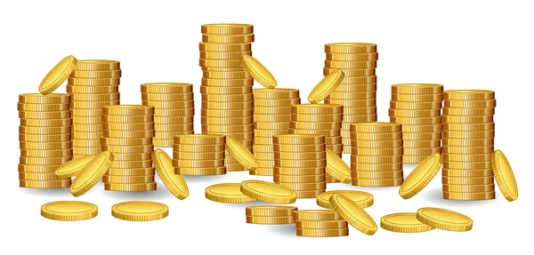 Conjunto Pilas Monedas Dólar Estilo Plano Moneda Dólar Diferente Estilo — Vector de stock
