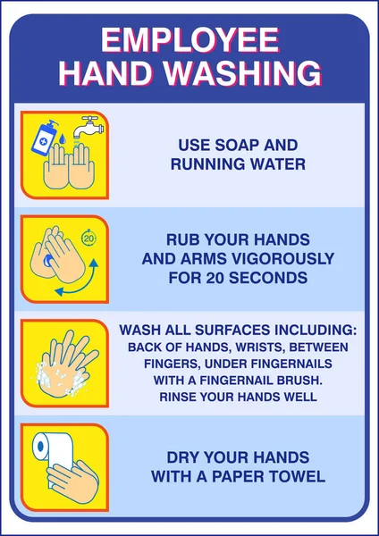 Set Wash Your Hand Mandatory Sign Employee Warning Sign Corona — Archivo Imágenes Vectoriales