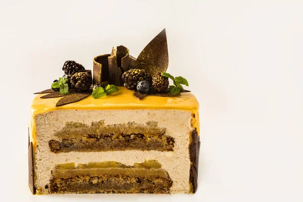Торт Свежими Ягодами Шоколадом Нежным Муссом — стоковое фото