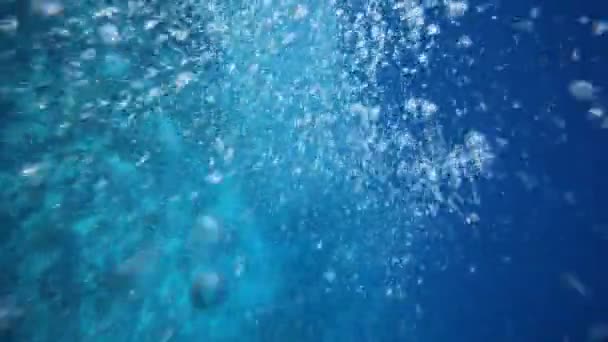 Air Bubbles Rising Bottom Sea — Stock Video