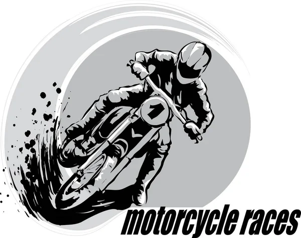 Motociclista en carreras — Vector de stock