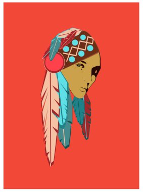 Hintli kız portre tüyler posteri ile 