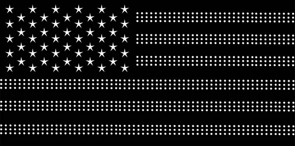Bandeira Americana Com Pontos Vetor Fundo Preto Branco —  Vetores de Stock