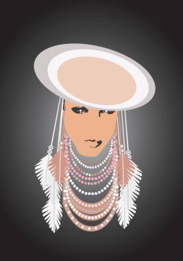 Bir şapka arka plan ile Japonya kız